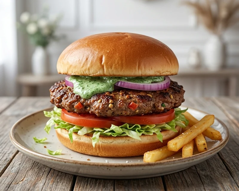 Chapli kabab burger from Cafe Gulzar, Edmonton