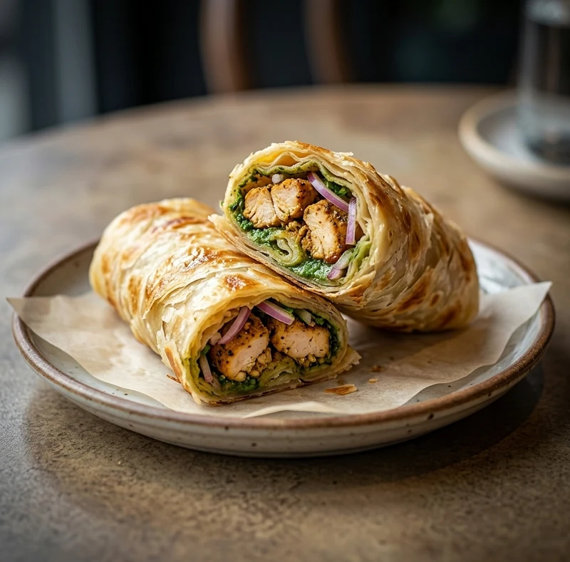 Chicken paratha roll at Cafe Gulzar, Pakistani café in south Edmonton