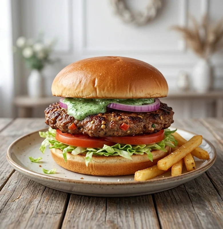 Chapli kabab burger at Cafe Gulzar on 34 Avenue NW, Edmonton